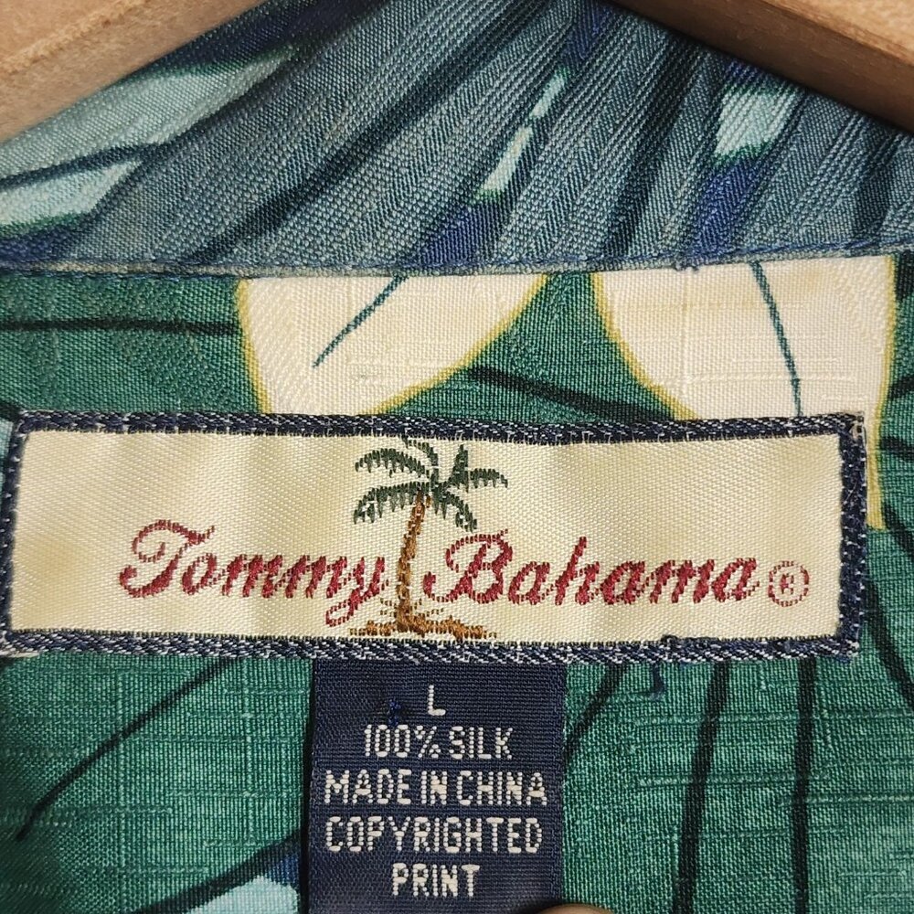 Tommy Bahama Shirt Mens Large Blue Silk Hawaiian Camp Floral Short Sleeve Relax - Picture 5 of 11